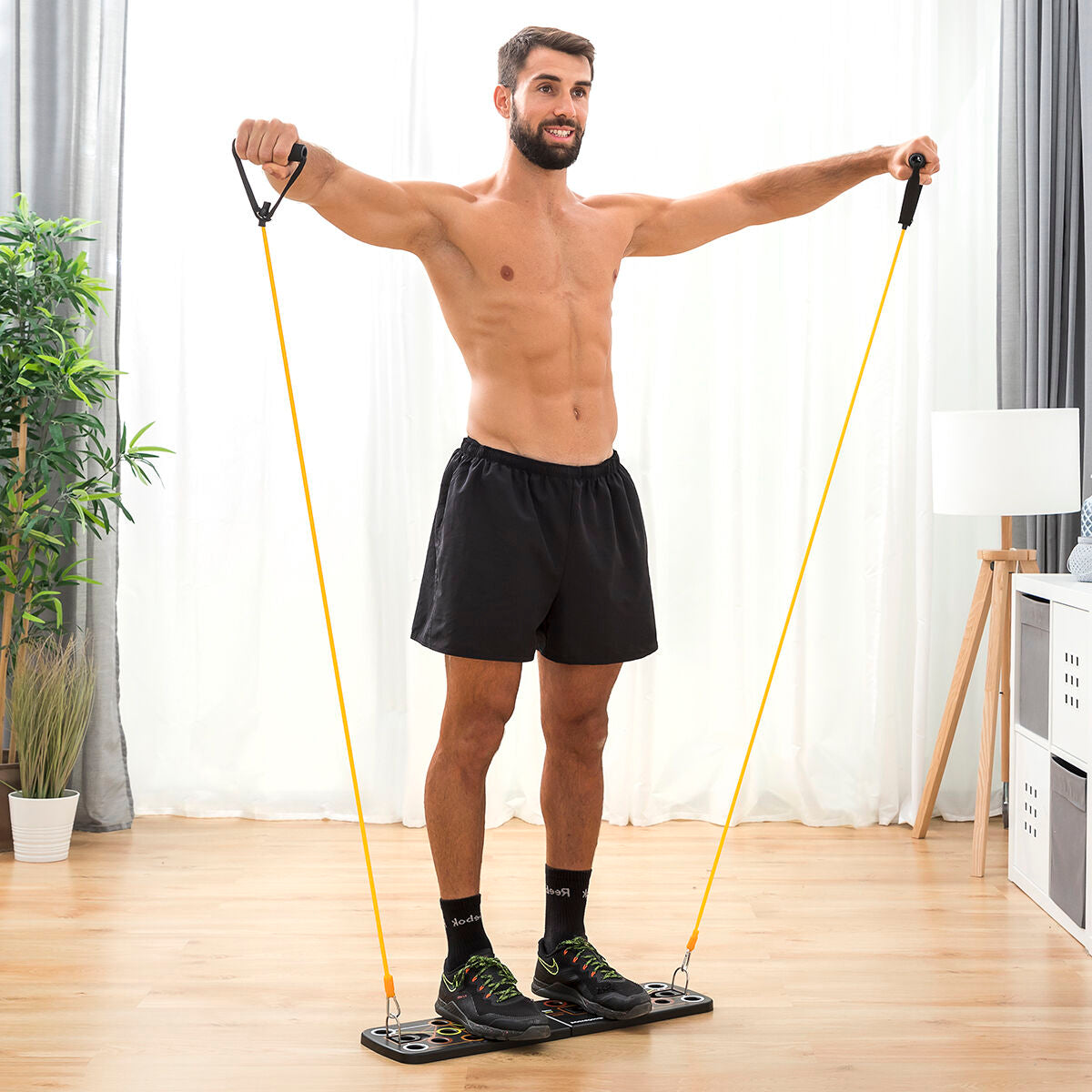 Push-Up Board with Resistance Bands and Exercise Guide Pulsher